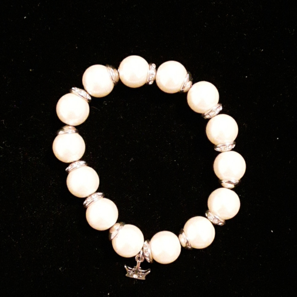 Faux pearl and crystal bracelet